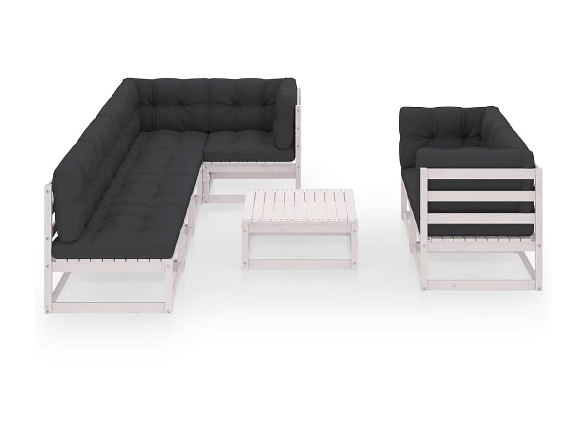 Salon de jardin 8 pcs avec coussins Bois de pin massif 58