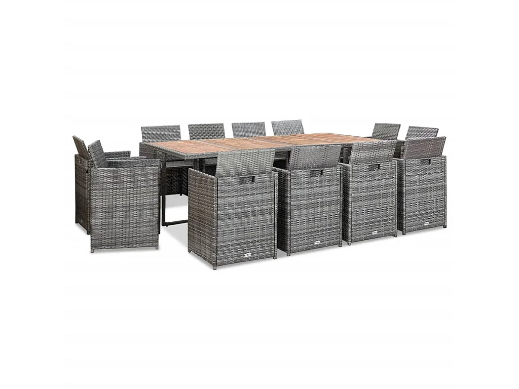 Mobilier à dîner extérieur 13pcs coussins Poly rotin Anthracite