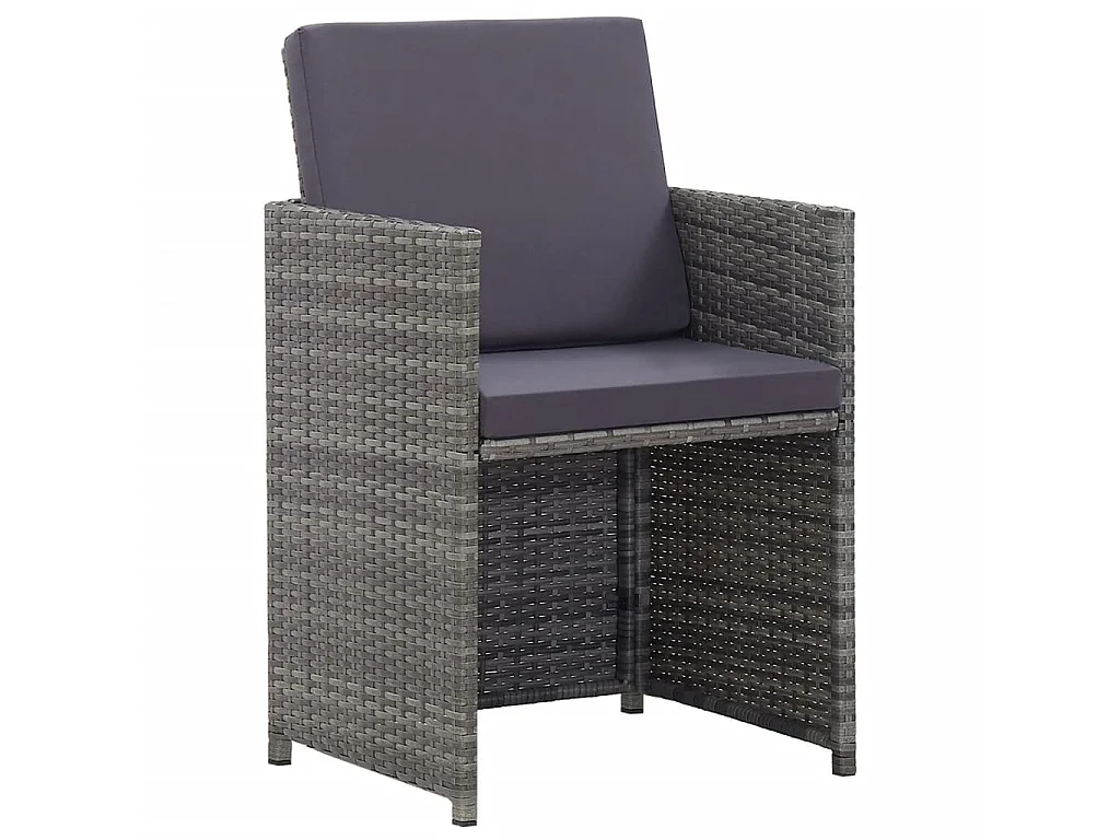 Mobilier à dîner extérieur 13pcs coussins Poly rotin Anthracite