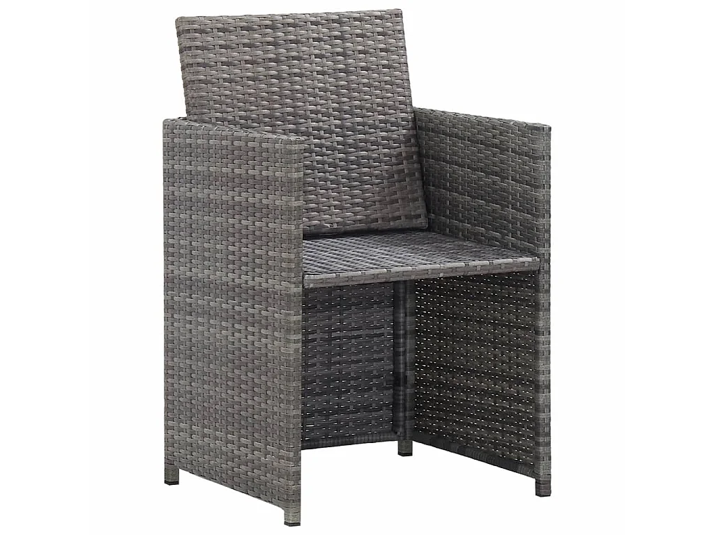 Mobilier à dîner extérieur 13pcs coussins Poly rotin Anthracite