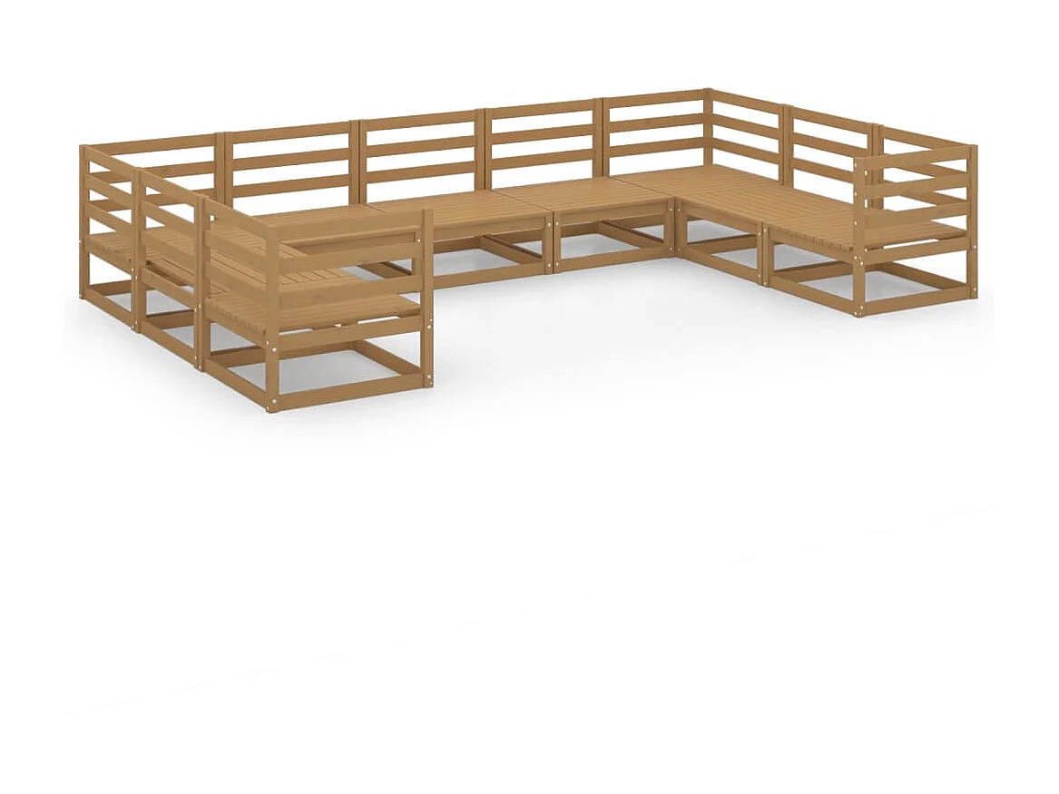 Salon de jardin 9 pcs Bois de pin massif 53