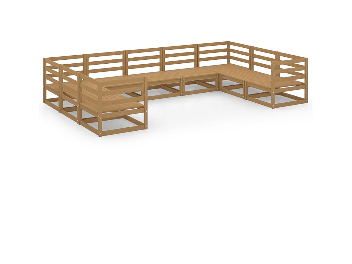 Salon de jardin 9 pcs Bois de pin massif 53