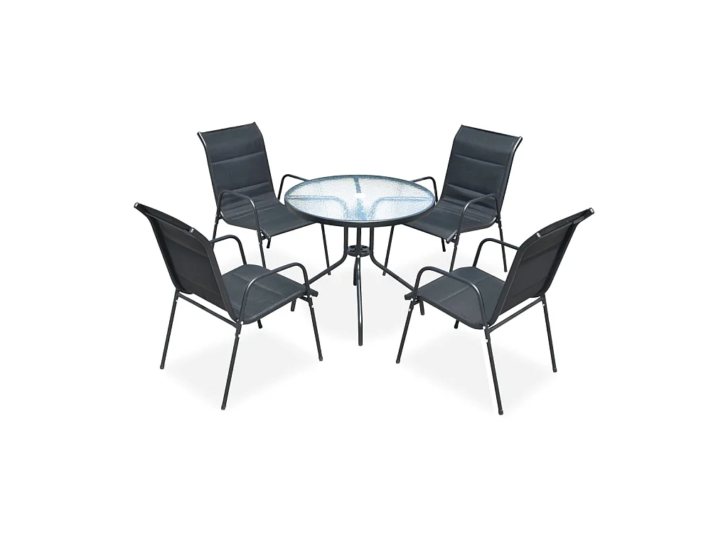 Mobilier de salle à manger d'extérieur 5 pcs Acier Noir