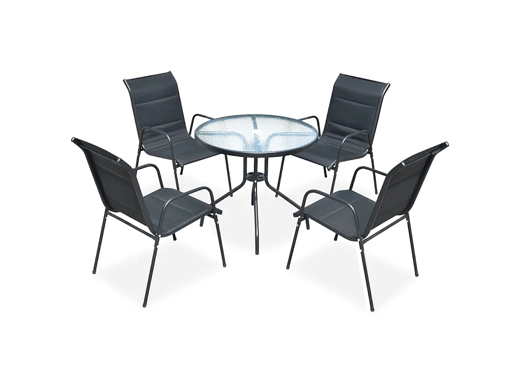 Mobilier de salle à manger d'extérieur 5 pcs Acier Noir