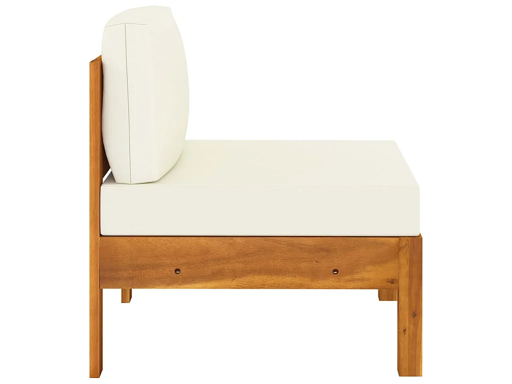 Canapé de jardin 4 places et coussins blanc crème Bois d'acacia