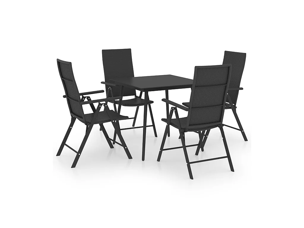 Ensemble de salle à manger de jardin 5 pcs Noir 55