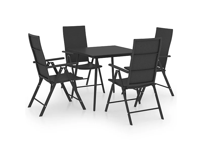 Ensemble de salle à manger de jardin 5 pcs Noir 55