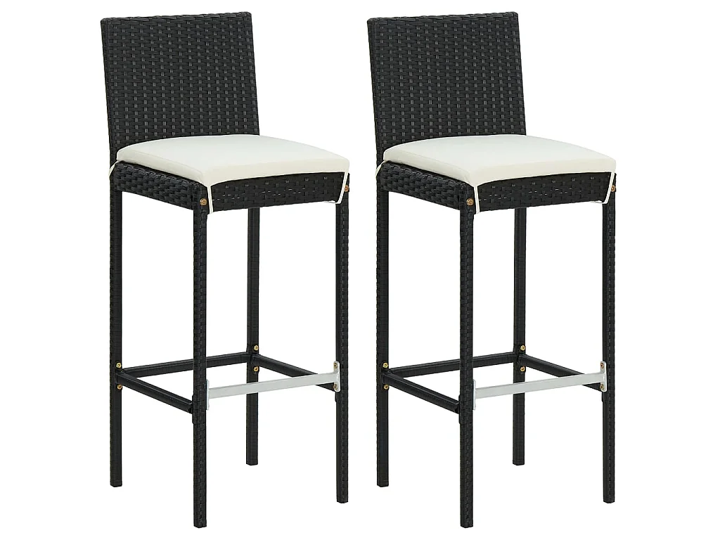 Ensemble de bar de jardin 3 pcs et coussins Résine tressée Noir 5