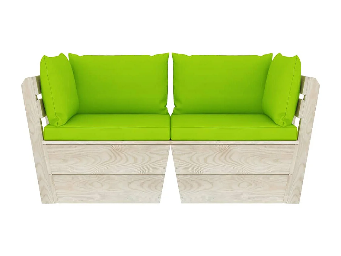 Canapé palette à 2 places de jardin avec coussins Bois d'épicéa 9