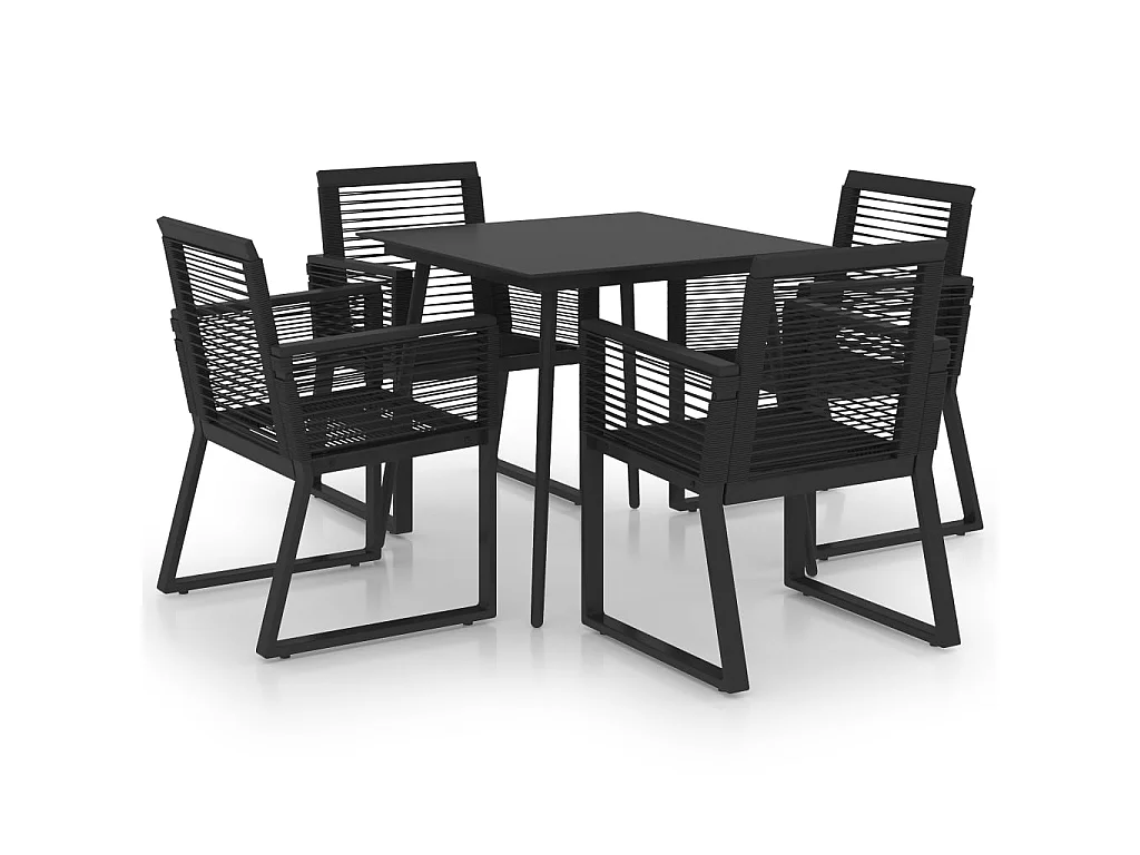 Ensemble à dîner d'extérieur 5 pcs Rotin PVC Noir 6