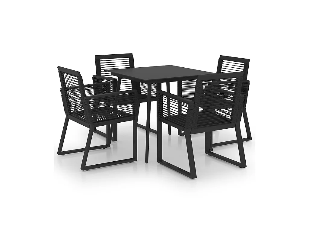 Ensemble à dîner d'extérieur 5 pcs Rotin PVC Noir 6