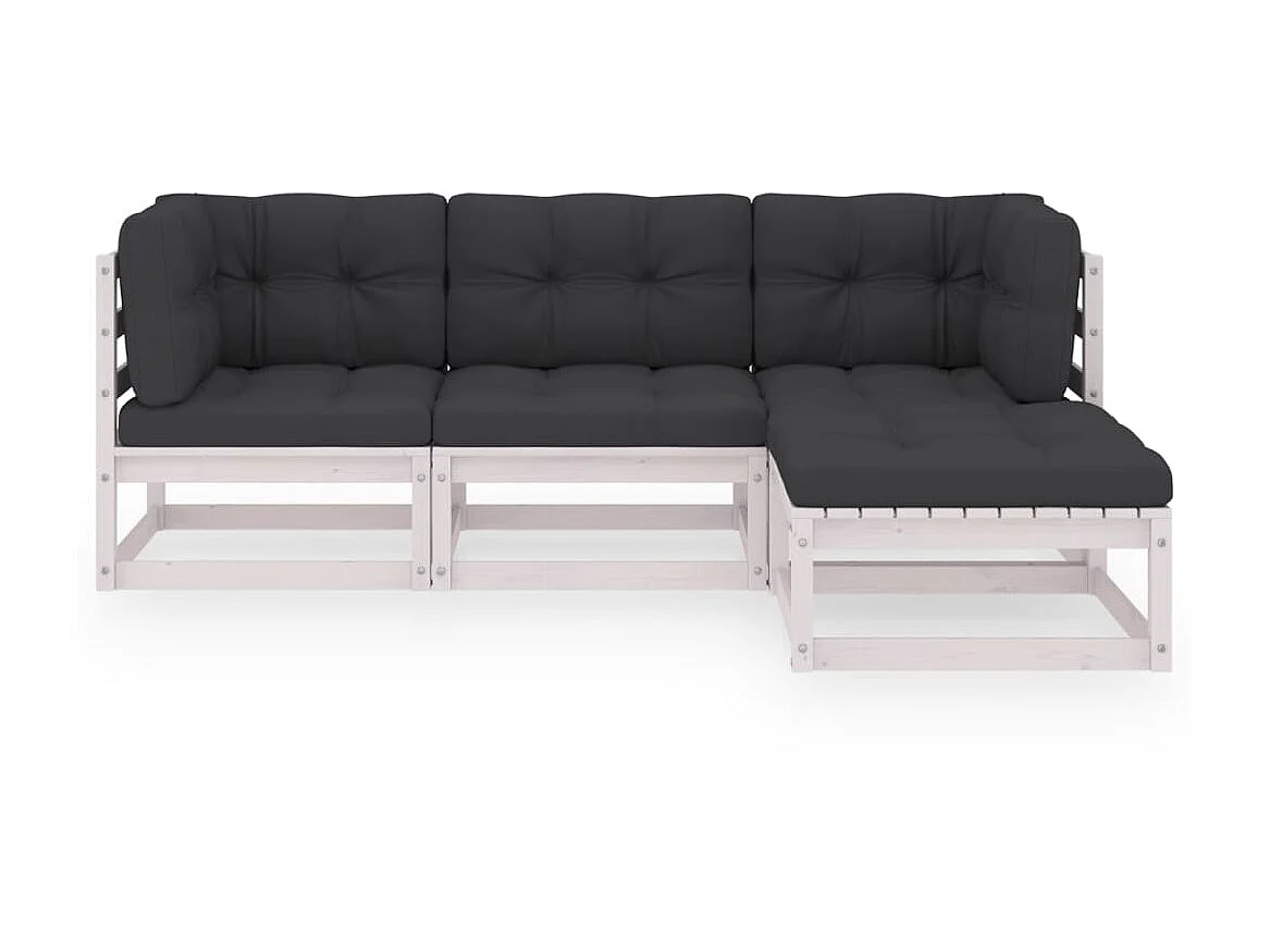 Salon de jardin 4 pcs avec coussins Bois de pin massif 30