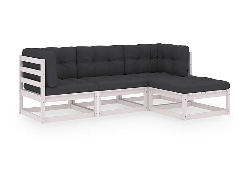 Salon de jardin 4 pcs avec coussins Bois de pin massif 30
