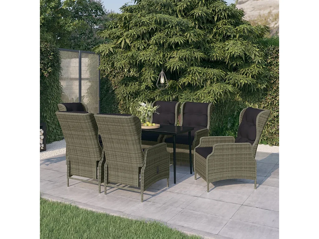 Ensemble de salle à manger de jardin 7 pcs Marron 6