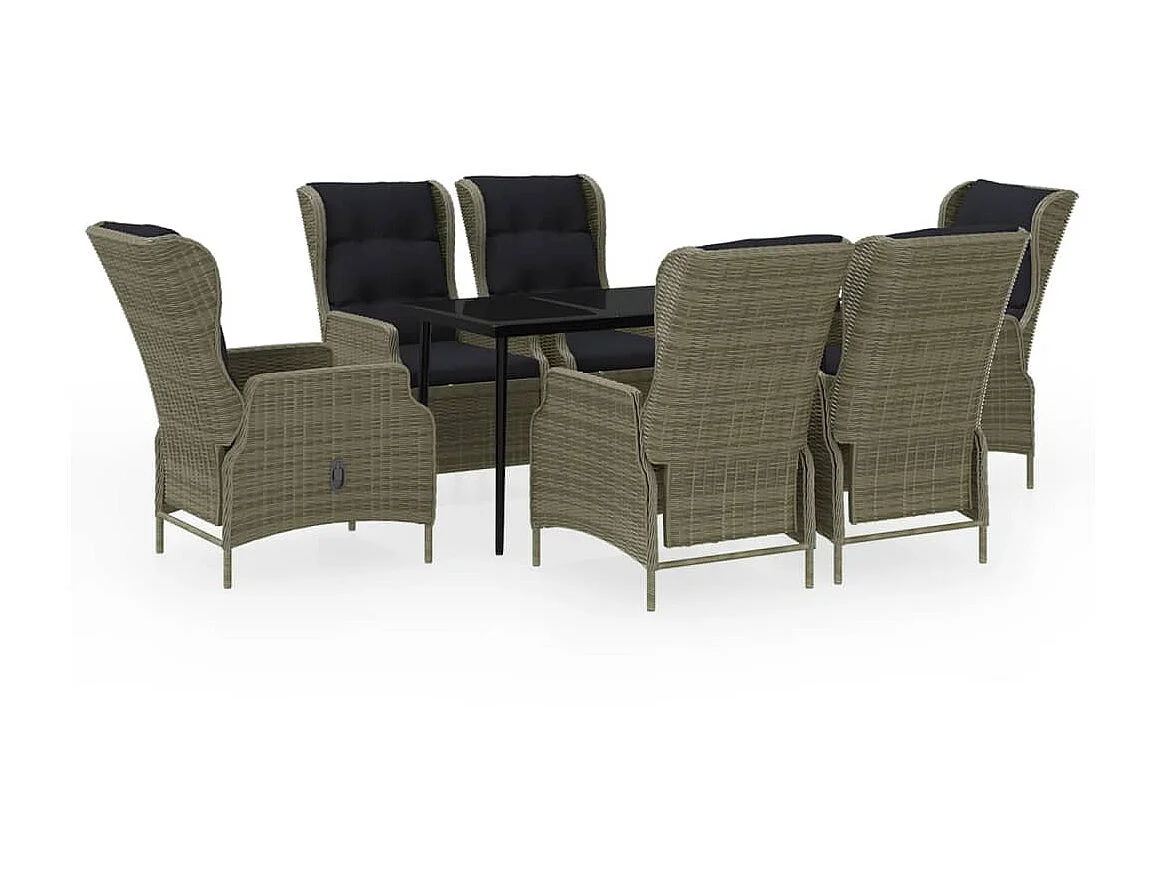 Ensemble de salle à manger de jardin 7 pcs Marron 6