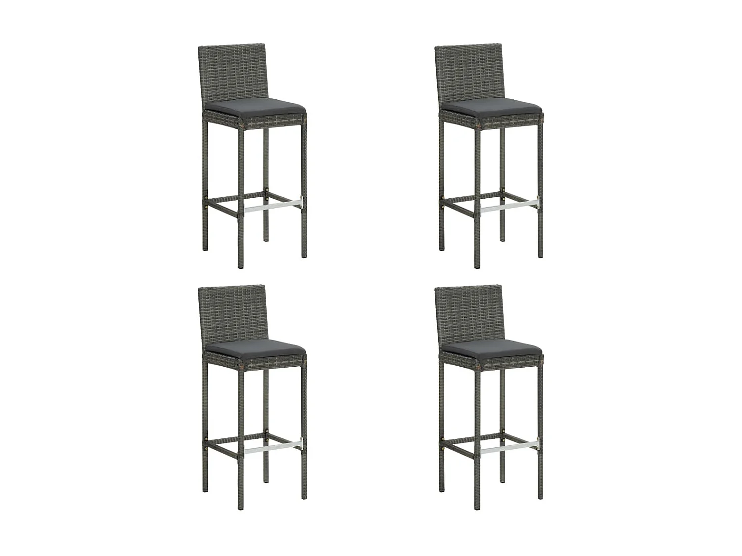 Meuble de bar de jardin 5 pcs et coussins Résine tressée Gris