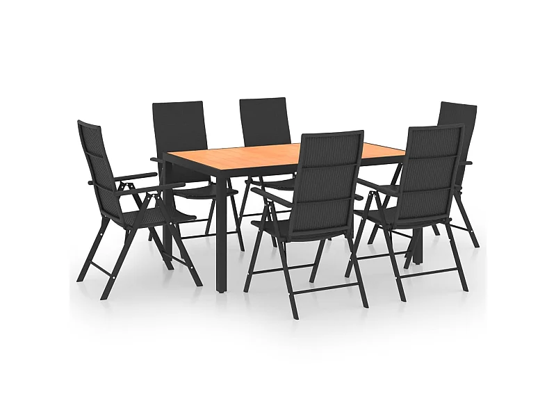 Ensemble de salle à manger de jardin 7 pcs Noir et marron 2