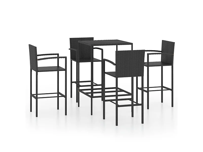 Ensemble de bar de jardin 5 pcs Résine tressée Noir