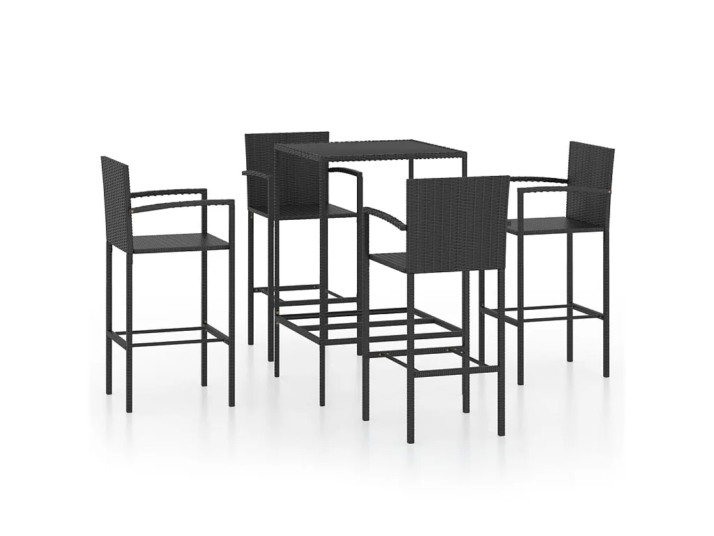 Ensemble de bar de jardin 5 pcs Résine tressée Noir