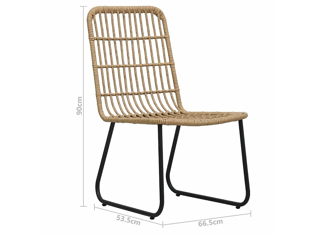 Ensemble de bistro 3 pcs Résine tressée Chêne