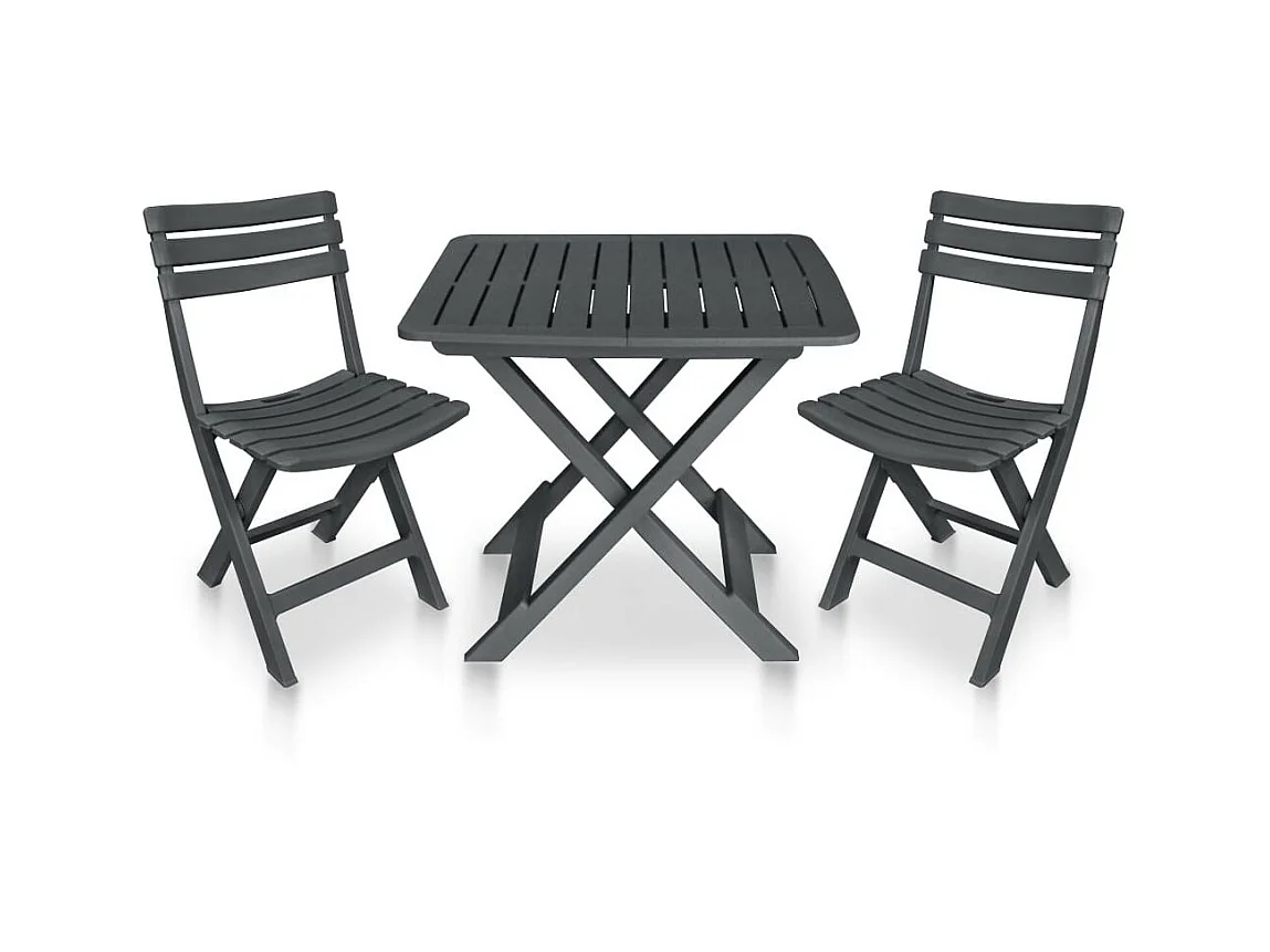 Mobilier de bistro pliable 3 pcs Plastique Anthracite