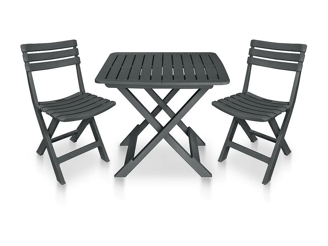 Mobilier de bistro pliable 3 pcs Plastique Anthracite