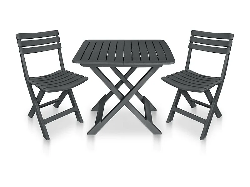 Mobilier de bistro pliable 3 pcs Plastique Anthracite