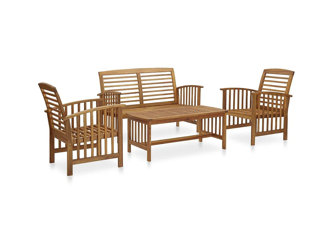 Salon de jardin 4 pcs Bois d'acacia solide 4