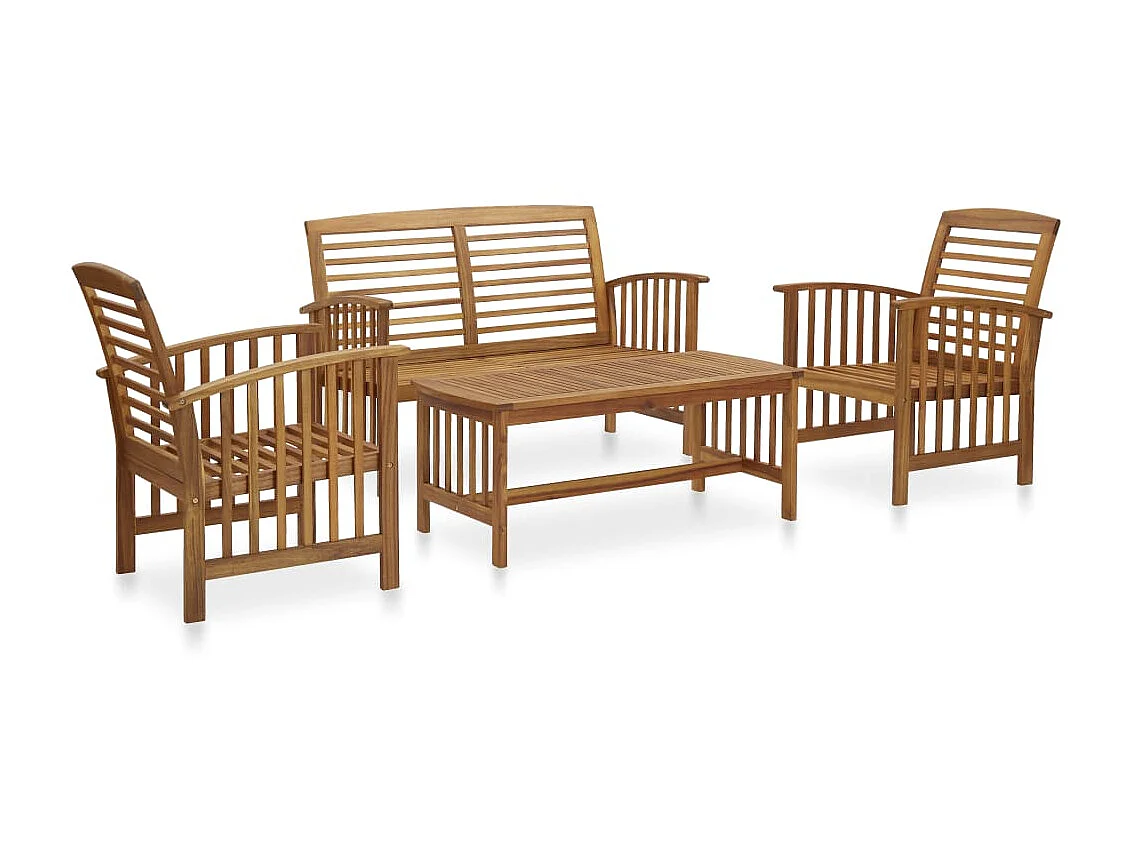 Salon de jardin 4 pcs Bois d'acacia solide 4