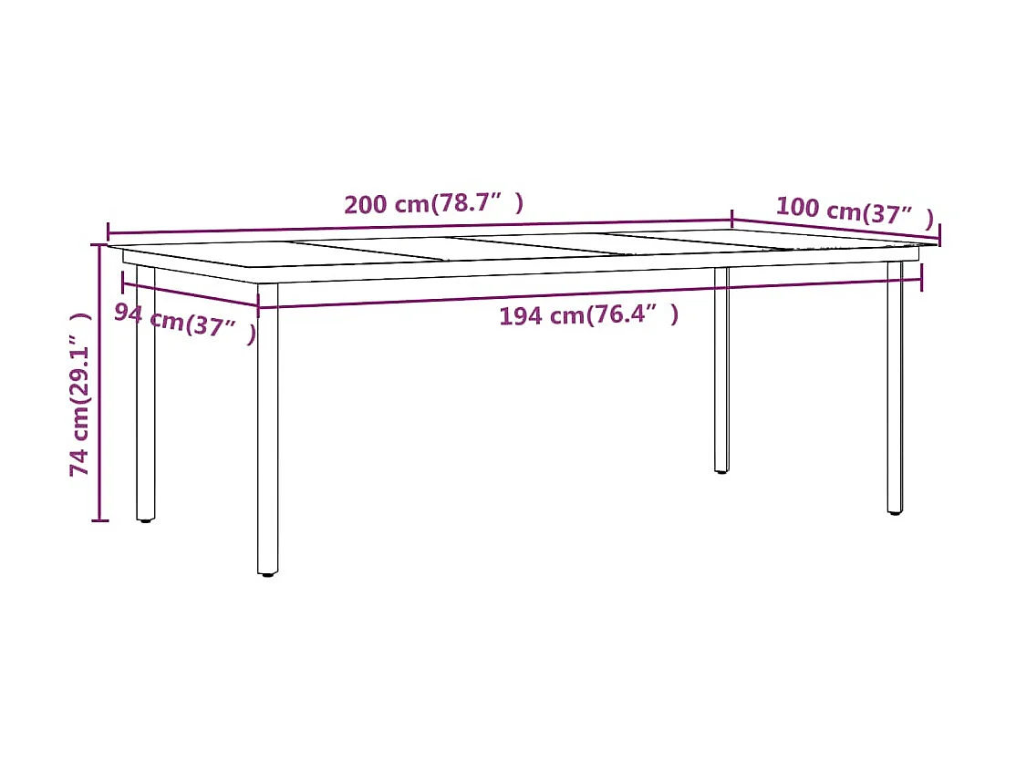 Ensemble à dîner de jardin coussins 7 pcs Résine tressée Verre 2