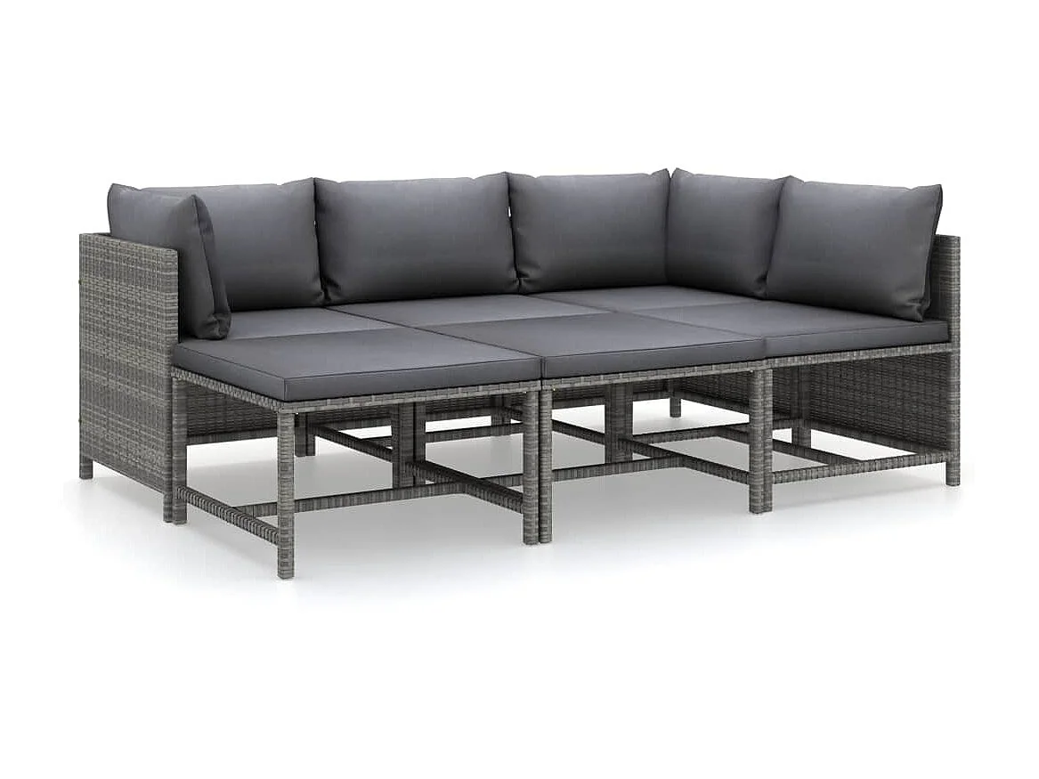 Salon de jardin 6 pcs avec coussins Résine tressée Gris 28