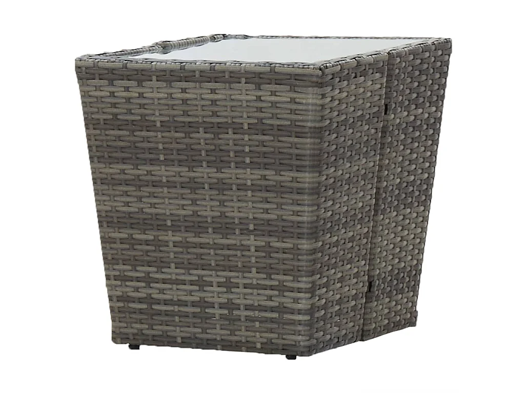 Ensemble de bistro de jardin 3 pcs Résine tressée et verre Gris 2