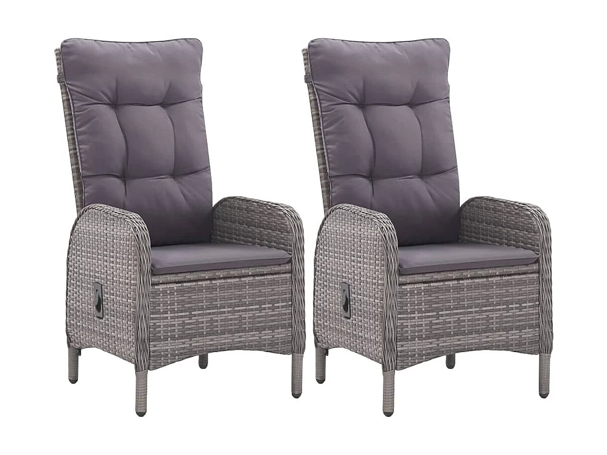 Ensemble de bistro de jardin 3 pcs Résine tressée et verre Gris 2