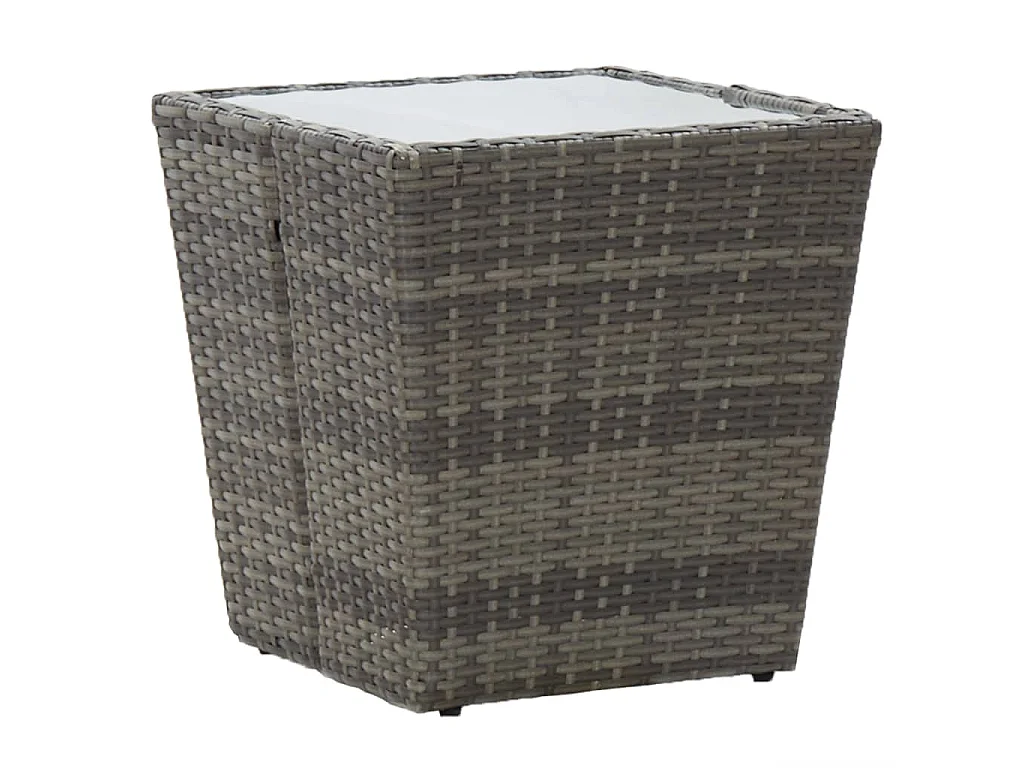 Ensemble de bistro de jardin 3 pcs Résine tressée et verre Gris 2