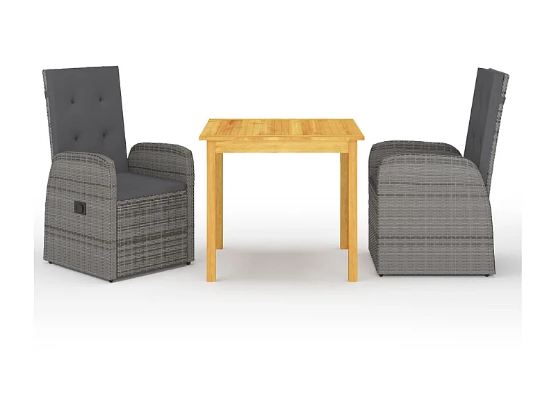 Ensemble de salle à manger de jardin 3 pcs Gris 16