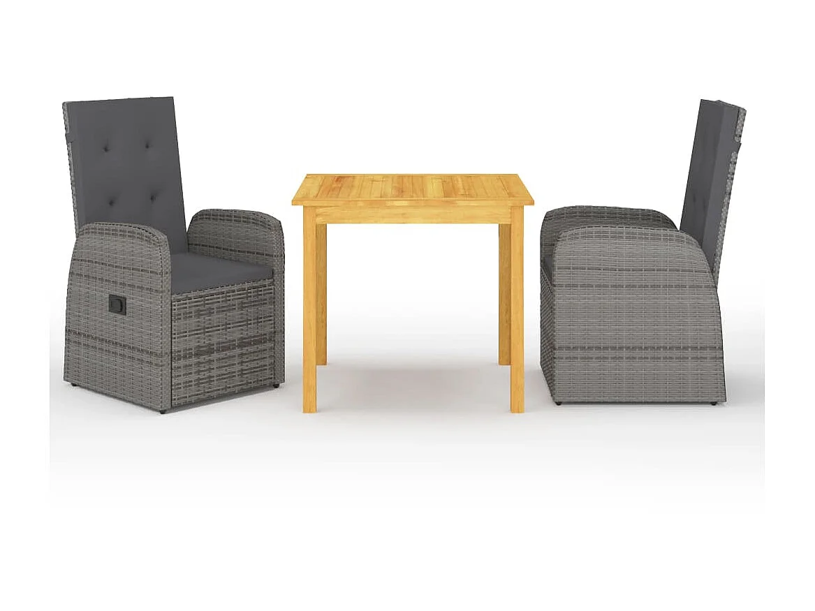 Ensemble de salle à manger de jardin 3 pcs Gris 16