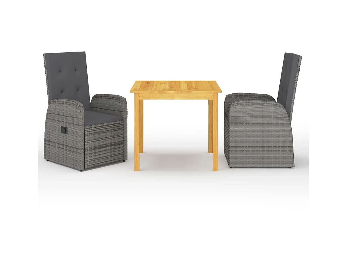 Ensemble de salle à manger de jardin 3 pcs Gris 16