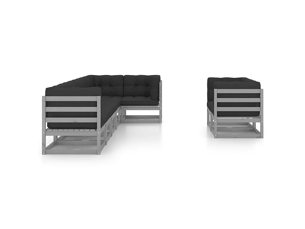 Salon de jardin 8 pcs avec coussins Bois de pin massif 113