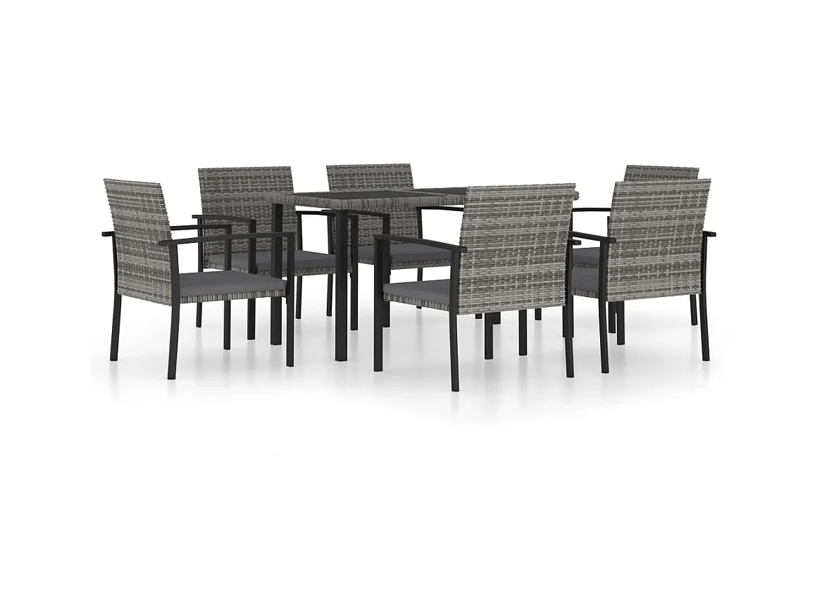 Ensemble de salle à manger de jardin 7 pcs Résine tressée Gris 4
