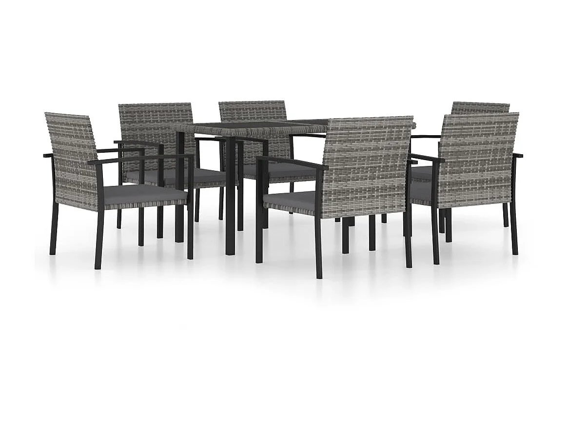 Ensemble de salle à manger de jardin 7 pcs Résine tressée Gris 4