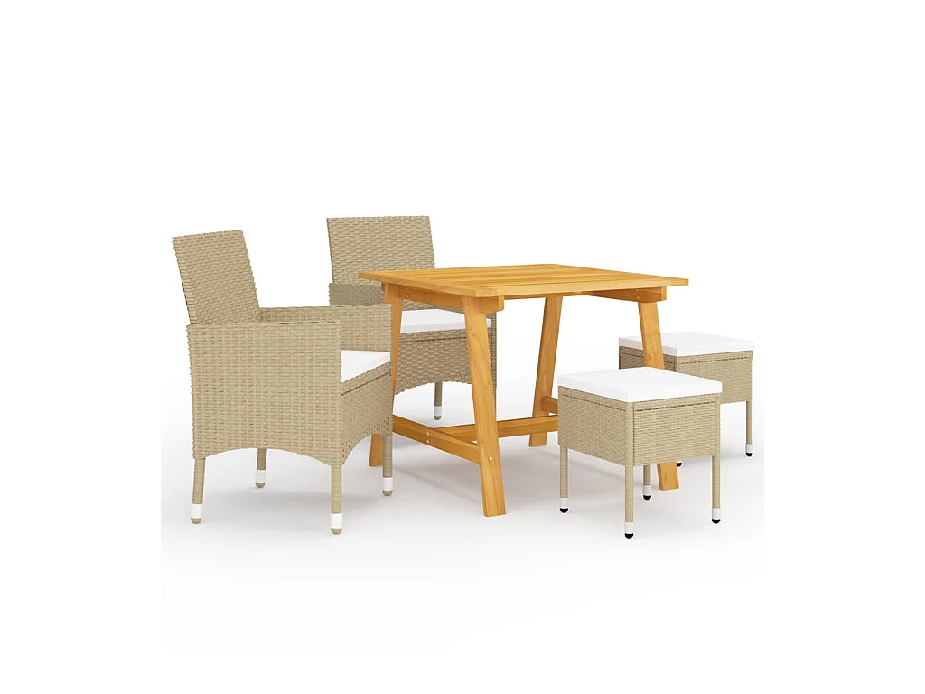 Ensemble de salle à manger de jardin 5 pcs Beige 4