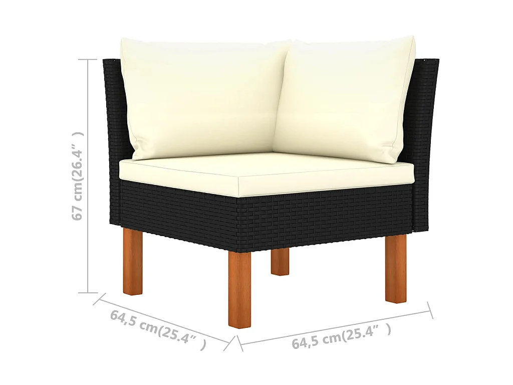 Salon de jardin 10 pcs avec coussins Résine tressée Noir 36