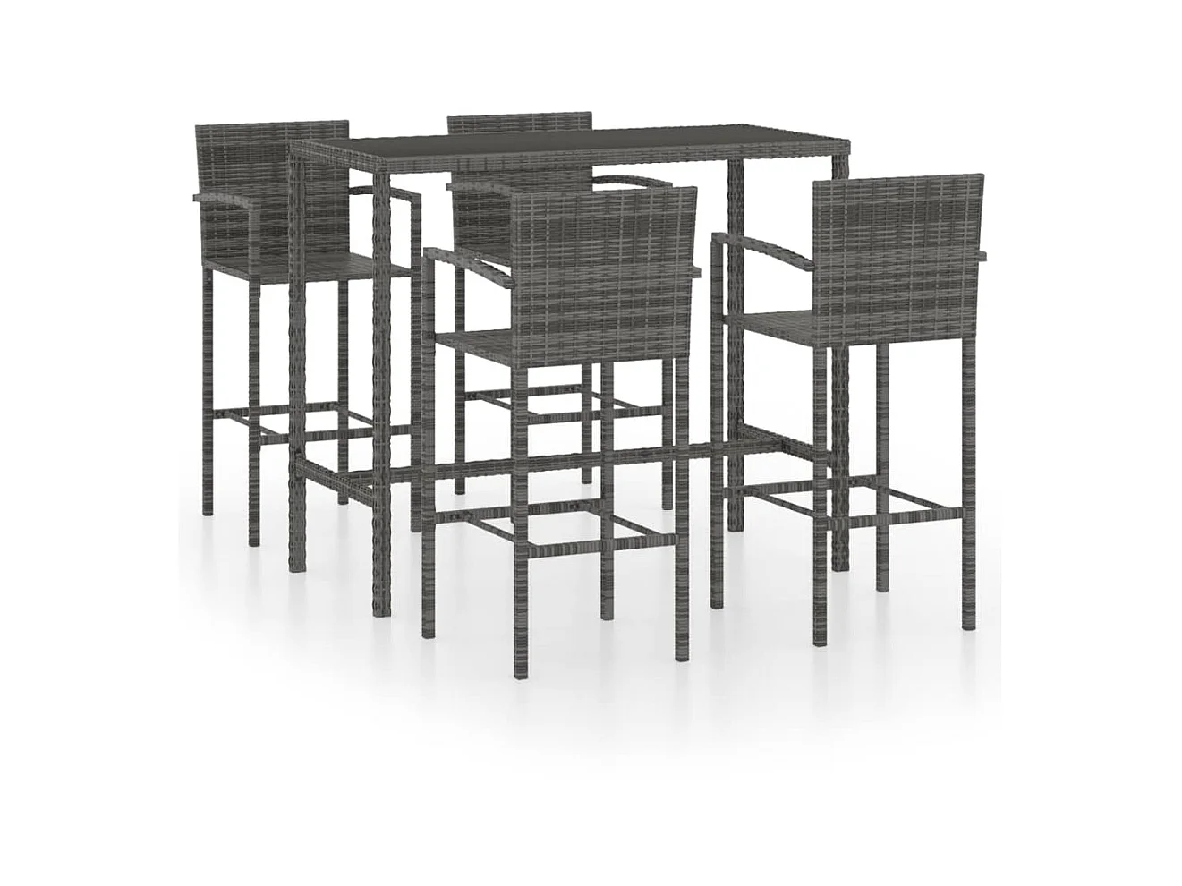 Ensemble de bar de jardin 5 pcs Résine tressée Gris