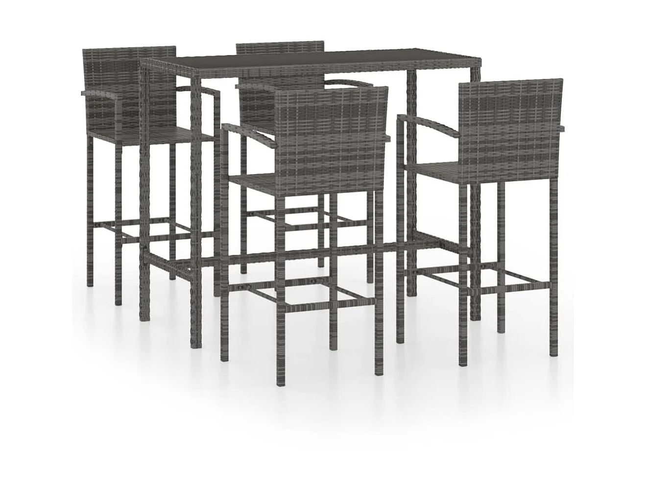 Ensemble de bar de jardin 5 pcs Résine tressée Gris