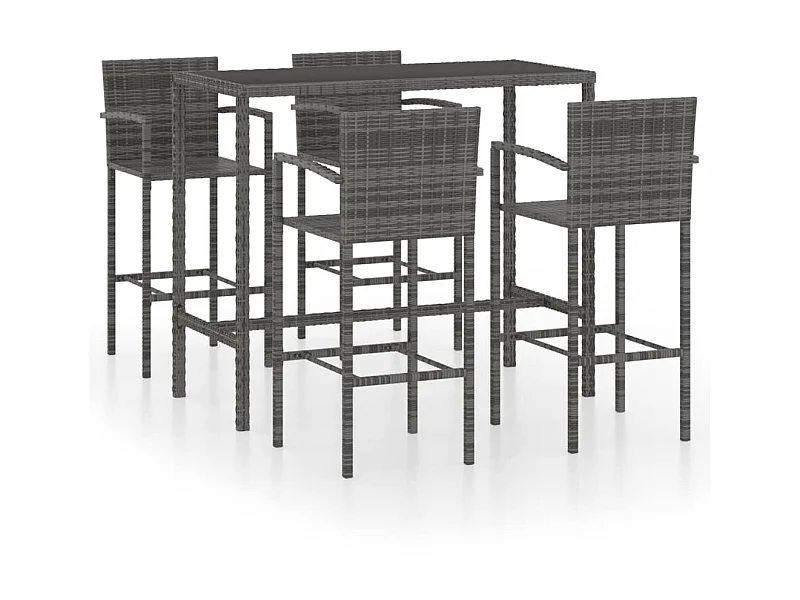 Ensemble de bar de jardin 5 pcs Résine tressée Gris