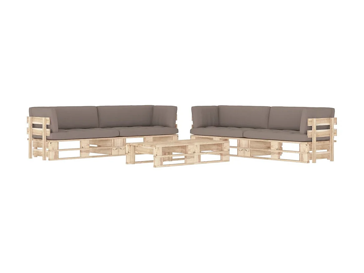Salon de jardin palette 6pcs avec coussins Bois de pin imprégné 31