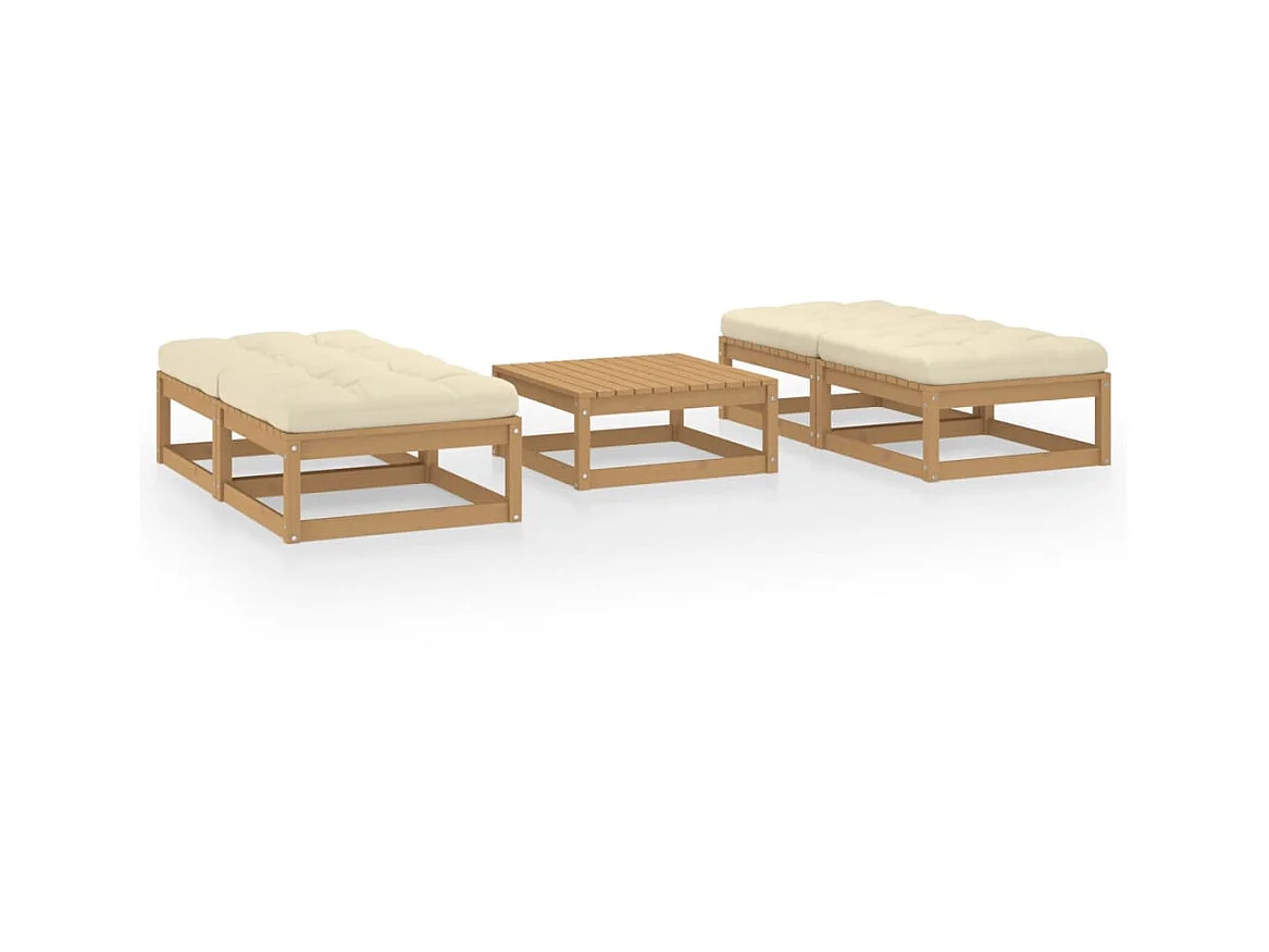 Salon de jardin 5 pcs avec coussins Bois de pin massif 34