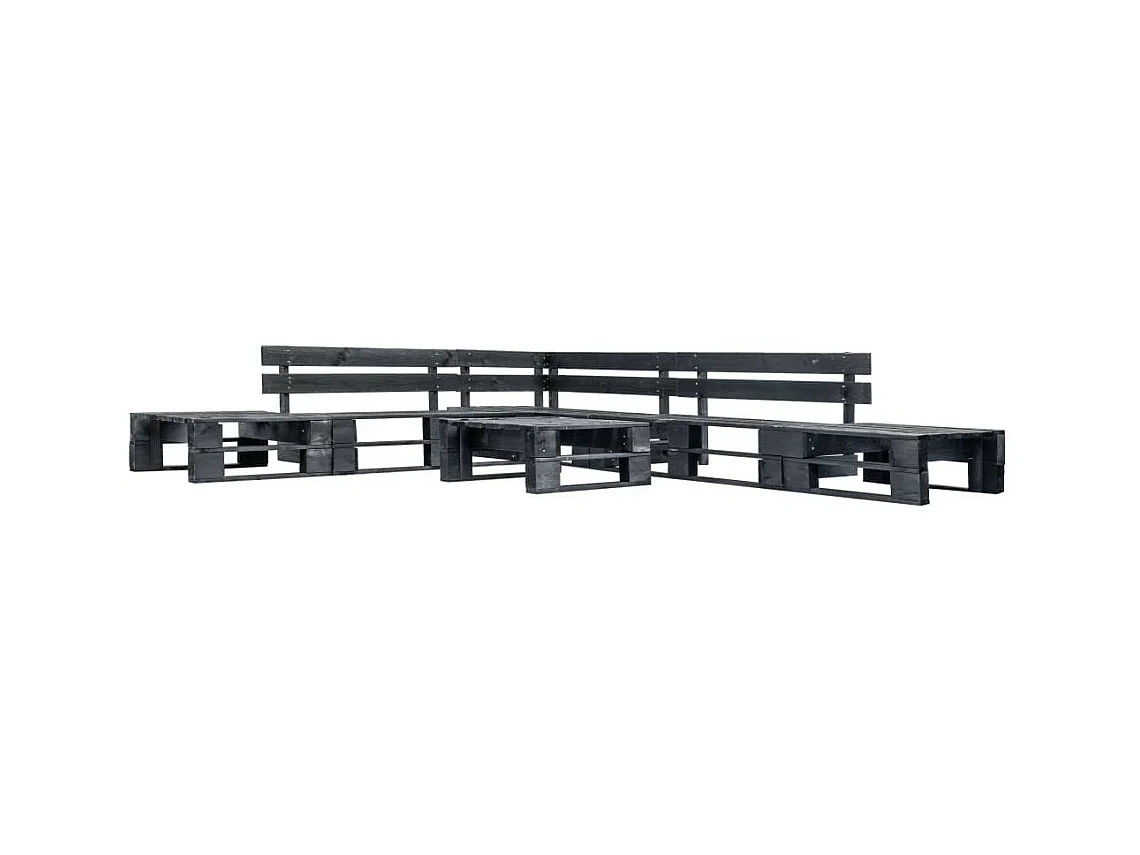 Canapés de jardin palette 6 pcs Noir Bois