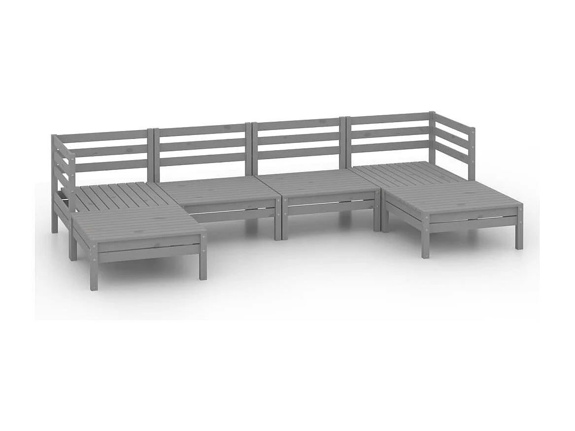 Salon de jardin 6 pcs Gris Bois de pin massif 21