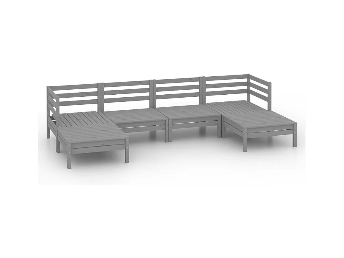 Salon de jardin 6 pcs Gris Bois de pin massif 21